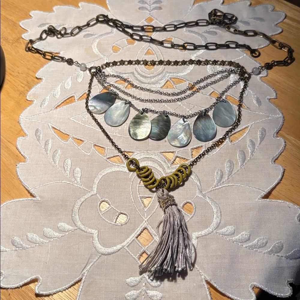 115) Boho mixed alloy long necklace